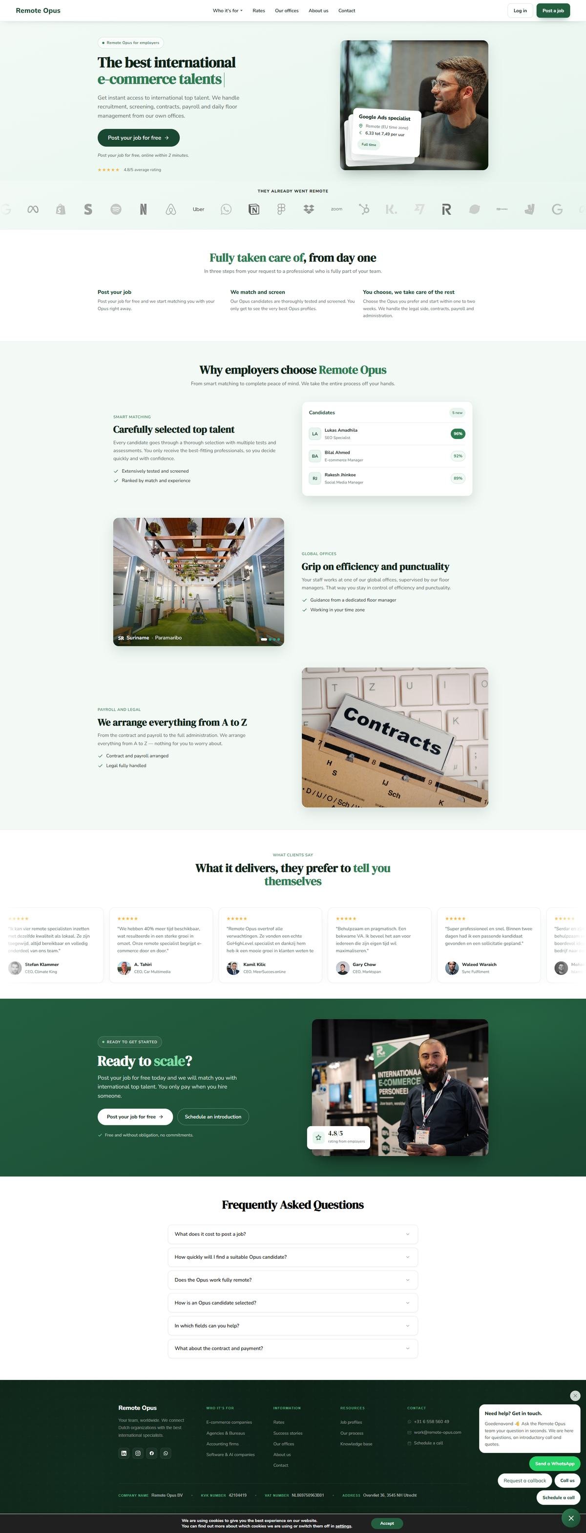 Remote Opus website for hiring international e-commerce talent